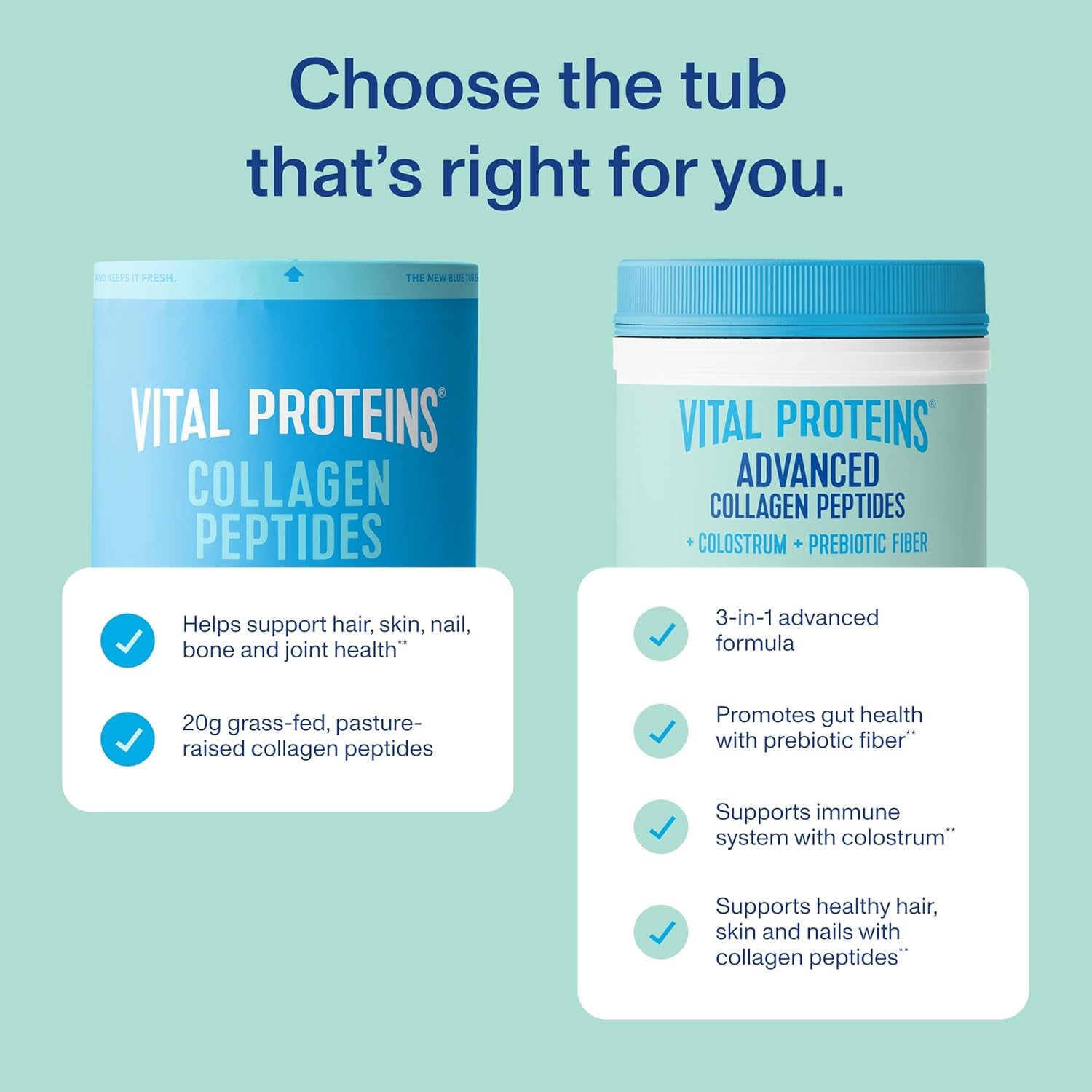 Vital Proteins® Advanced Collagen + Colostrum + Prebiotic Fiber, 2.5G VERISOL® Collagen Peptides, Supports Gut, Immune Health**, Hair, Skin & Nail Support**