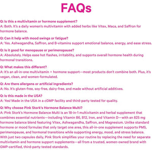 Pink Stork Hormone Balance Multivitamin for Women | 18-In-1 Vitex, Saffron, Ashwagandha, Magnesium | Mood, Energy, Cortisol, Adrenal Support | PMS, Perimenopause Support | 60 Vegan Capsules