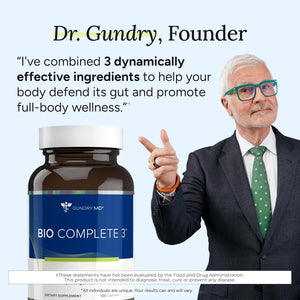 Gundry MD® Bio Complete 3, 3-In-1 Probiotics for Gut Health, Probiotic Supplements for Digestion, Supplement Supporting Bloating, Gas, Food Cravings, Energy Levels, Skin, and Focus, 30 Day Supply