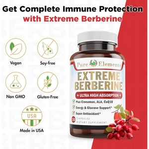 Extreme Berberine 500Mg Complex with ALA, Coq10, Turmeric, Cinnamon, Bitter Melon, Banaba Leaf, Korean Panax, Royal Jelly, and 21 Herbs for Healthy Blood Sugar Support and Overall Health and Immunity