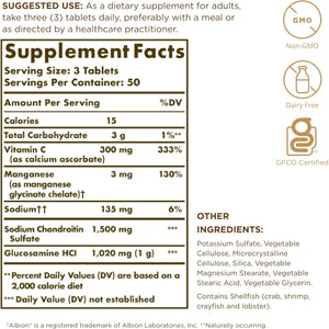 Solgar Extra Strength Glucosamine Chondroitin Complex - 150 Tablets - Supports Healthy Joints & Comfortable Movement - Non-Gmo, Gluten Free, Dairy Free - 50 Servings