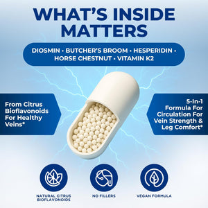 We like Vitamins Vein Vitality 1250Mg Diosmin Hesperidin Complex for Varicose Veins Treatment, Horse Chestnut, Butchers Broom, Bioflavonoids - Supports Blood Circulation for Leg Veins- 60 Capsules