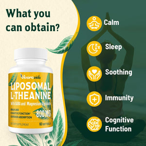 Vivaravida L-Theanine 800Mg Supplement with GABA and Magnesium Glycinate - Natural Compound, Sleep and Relaxation (60 Softgels)