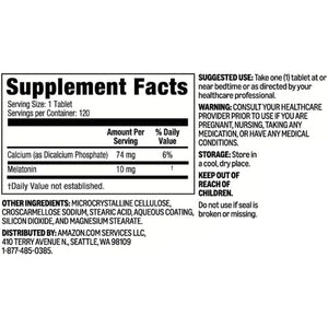 Amazon Basics Extra Strength Melatonin Tablets, 10 Mg, 120 Count