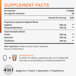 Liposomal Apigenin 500Mg Softgels - Optimal Apigenin Supplement with Fisetin, Quercetin and Theaflavins (60 Count (Pack of 1))
