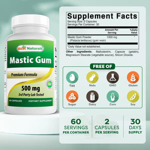 Best Naturals Mastic Gum 500 Mg 60 Capsules