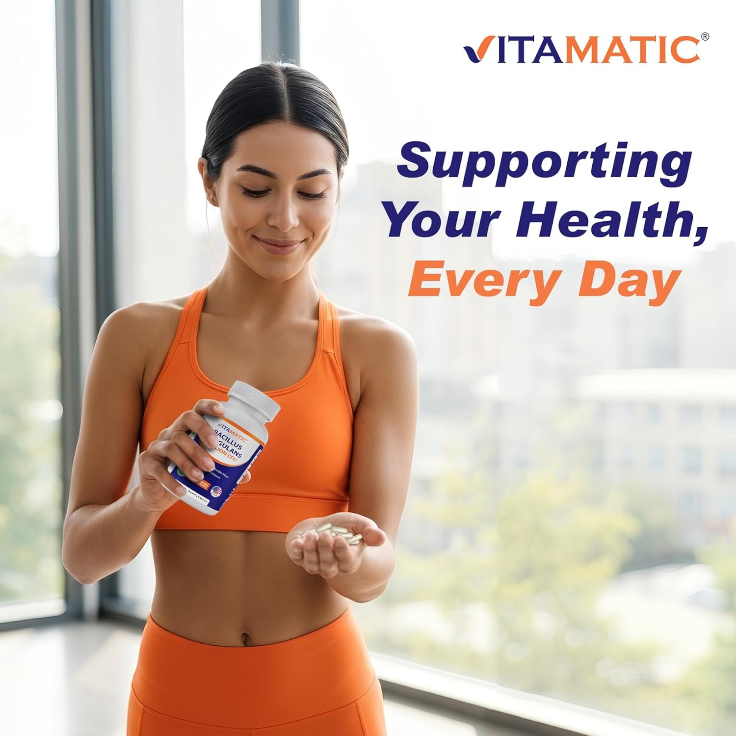 Vitamatic Bacillus Coagulans Shelf Stable Probiotic Supplement - Promote GI Digestive Health - 60 Vegetable Capsules - Survives Stomach Acids
