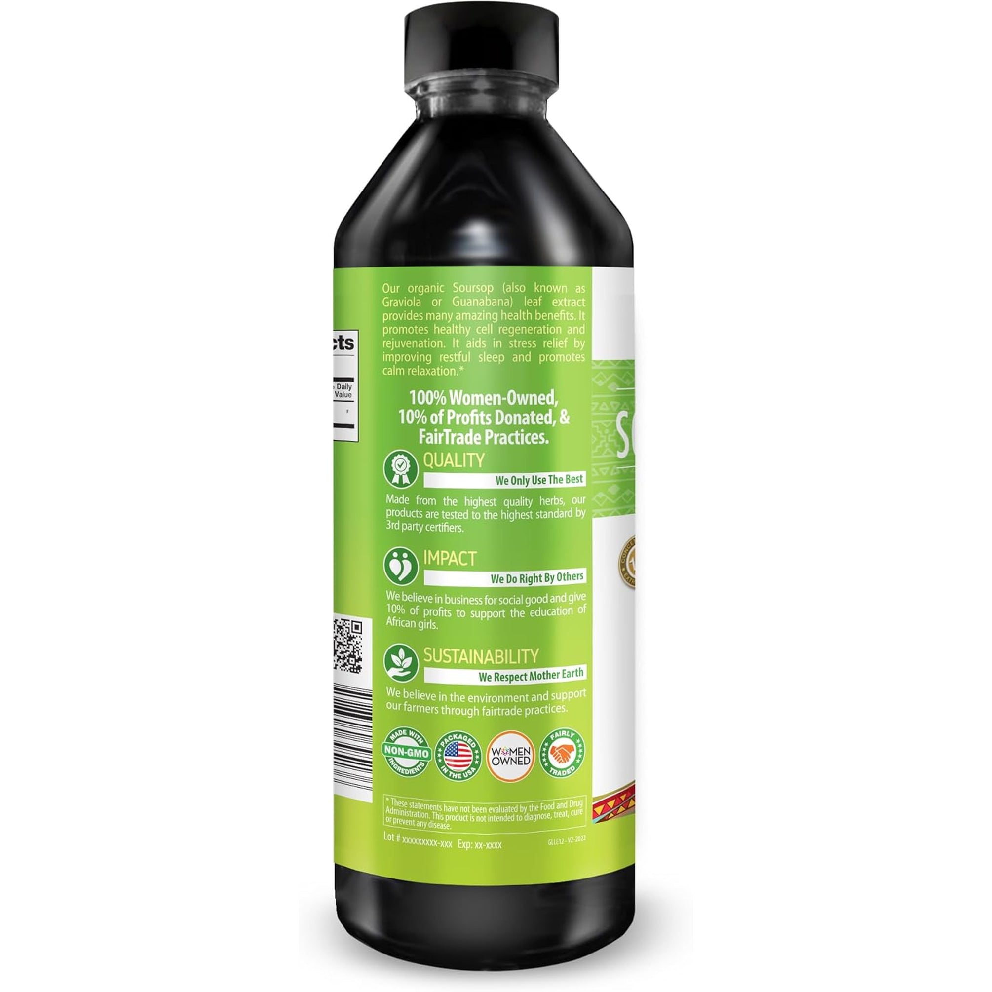 Herbal Goodness Soursop Graviola Liquid Drops 12 Fl Oz - 15X Strength Organic Guanábana Soursop Leaves Extract for Gut Health, Cell & Immune Support Serene Soursop Drops - Vegan, Non-Gmo, Made in USA
