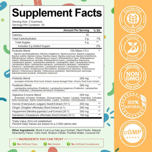 Totaria Sugar Free 5-In-1 Probiotic Prebiotic Postbiotic Gummy, 36 Strains Probiotics for Women Men with Digestive Enzymes, Peppermint, Complete Immune, Gut & Digestive Support, Vegan, 60 Counts