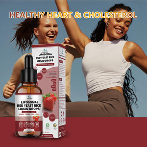 Liposomal Red Yeast Rice Liquid Drop 1200Mg 10-In-1 Organic Red Rice Yeast with Coq10 Citrus Bergamot Plant Sterols Garlic, Extra Strength Cholesterol Lowering Supplements for Women Men
