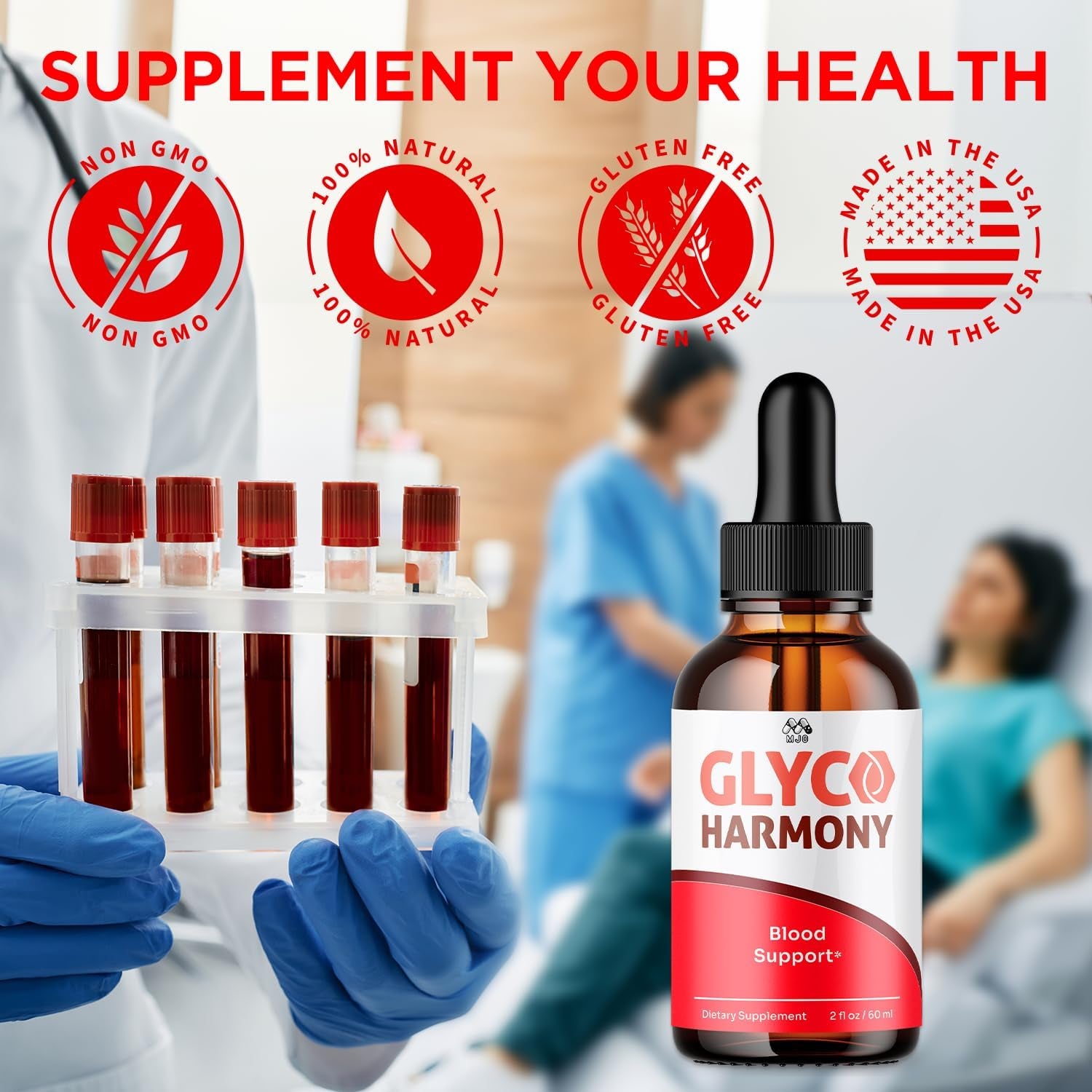 Glyco Harmony Drops, Official Glyco Harmony Liquid Supplement with All Natural Ingredients, Glycoharmony Blood Support Max Strength Health & Wellness Vitamin Supplement (2 Bottle Bundle, 60 Servings)