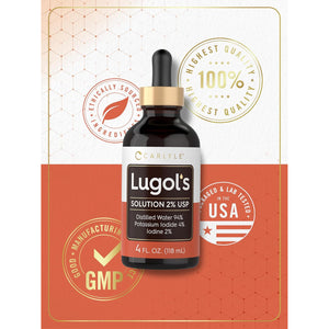Carlyle Lugols Iodine 2 Percent | 4 Fl Oz (Pack of 1) | Potassium Iodide and Iodine Solution 2% Liquid Drops