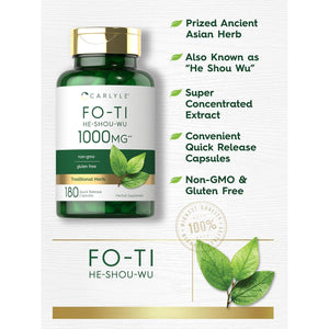 Carlyle Fo-Ti Supplement | 180 Capsules | He-Shou-Wu Root Extract | Non-Gmo and Gluten Free