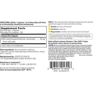 Klaire Labs SFI Health DHEA 25Mg - Dehydroepiandrosterone Derived from Wild Yam - Micronized for Superior Absorption - Soy-Free, Hypoallergenic Supplement for Men & Women (100 Capsules)