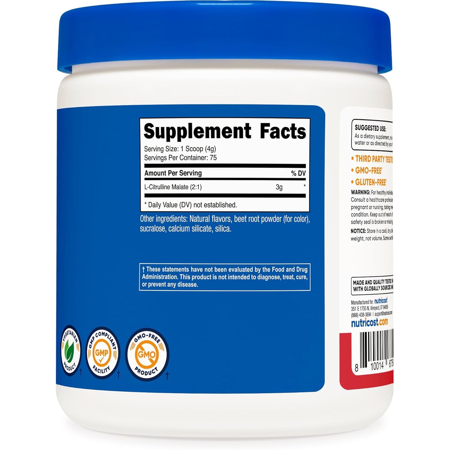 Nutricost L-Citrulline Malate 2:1 (300 Grams) (Strawberry Kiwi)