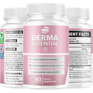 Derma Essential - Derma Essential Capsules Advanced Formula Support Premium Natural Ingredients, Dermaessential Pills Maximum Strength Health and Wellness Reviews, 60 Capsules for 1 Month
