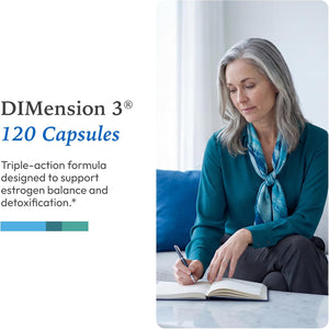 XYMOGEN Dimension 3 - DIM Supplement for Hormonal Balance & Estrogen Metabolism Support* - with Curcumin & Bioperine - Gluten-Free - 120 Capsules