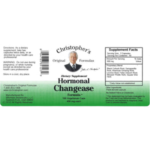 Christopher'S Original Formulas Hormonal Changease Formula – 450 Mg – 100 Vegetarian Capsules – Herbal Menopause Support