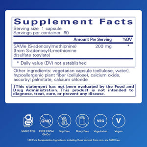 Pure Encapsulations Same S-Adenosylmethionine 180'S - Supports Joint Health & Glutathione Production* - Gluten Free & Non-Gmo - 60 Capsules