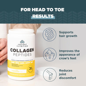 Ancient Nutrition Collagen Peptides, Collagen Peptides Powder, Vanilla Hydrolyzed Collagen, Supports Healthy Skin, Joints, Gut, Keto and Paleo Friendly, 12 Servings, 20G Collagen per Serving