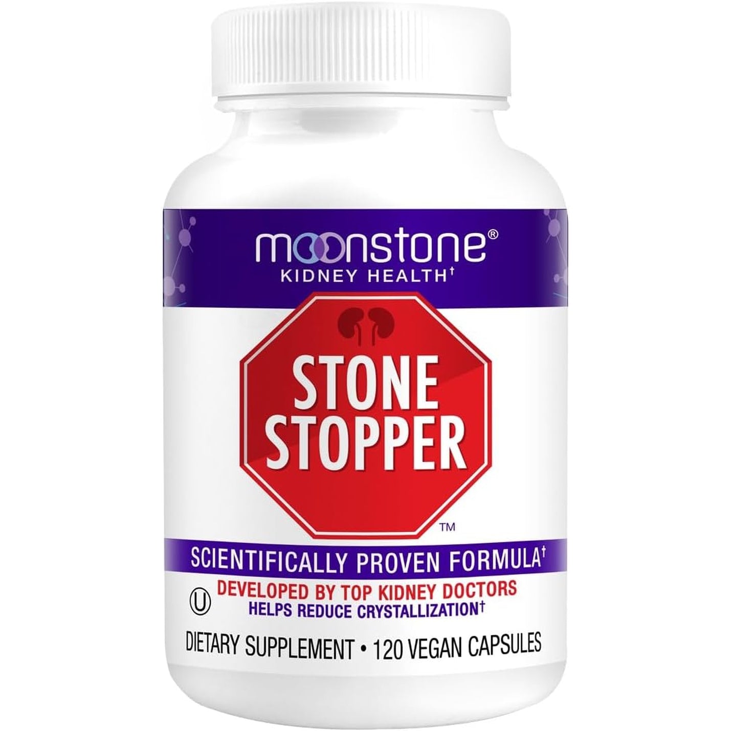 Moonstone Stone Stopper Capsules, Kidney Stone Prevention, Calcium Oxalate Protector, Alkali Citrate Support Supplement, Developed by Urologists to Support Kidney Health, 30 Day Supply (120 Count)