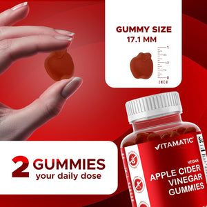 Vitamatic Apple Cider Vinegar Gummies - 1000Mg per Serving - 60 Vegan Gummies - ACV Gummies for Detox, Weight Loss Support, Energy Boost, Digestion & Gut Health