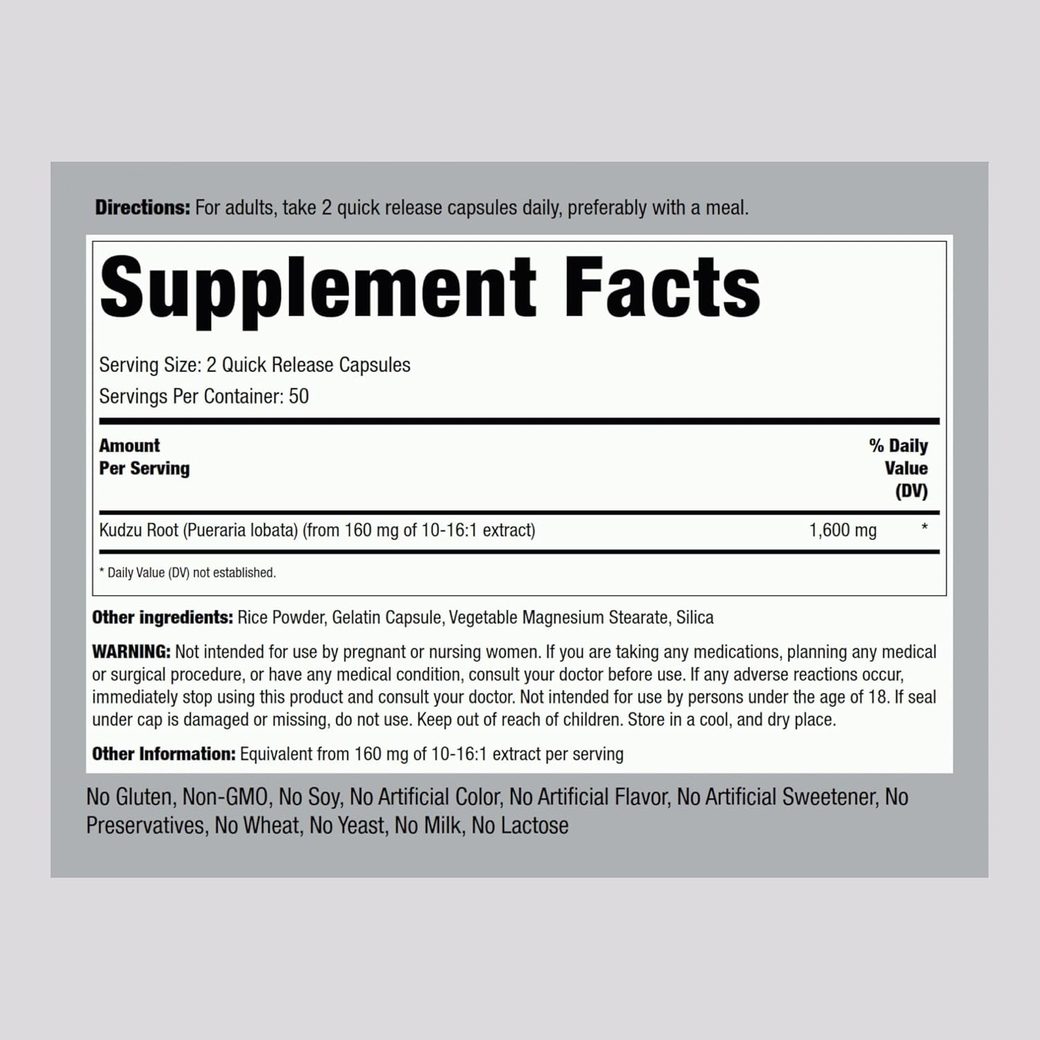 Piping Rock Kudzu Root Capsules | 100 Count | Extract Pills | Non-Gmo, Gluten Free Supplement