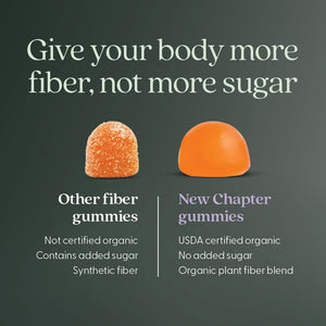 New Chapter Organic Fiber Gummies for Adults & Kids (Age 4+), Plant-Based Prebiotic Fiber for Digestive Health, Vegan, Non-Gmo, USDA Organic, Gluten Free, Citrus-Berry Flavored, 60 Ct