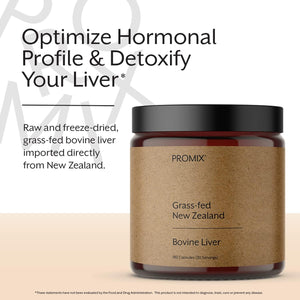 Promix Nutrition Grass Fed Raw Beef Liver Supplement, Multivitamin - Bioavailable Vitamin A, B12, D3, Heme Iron - 180 Gelatin Capsules