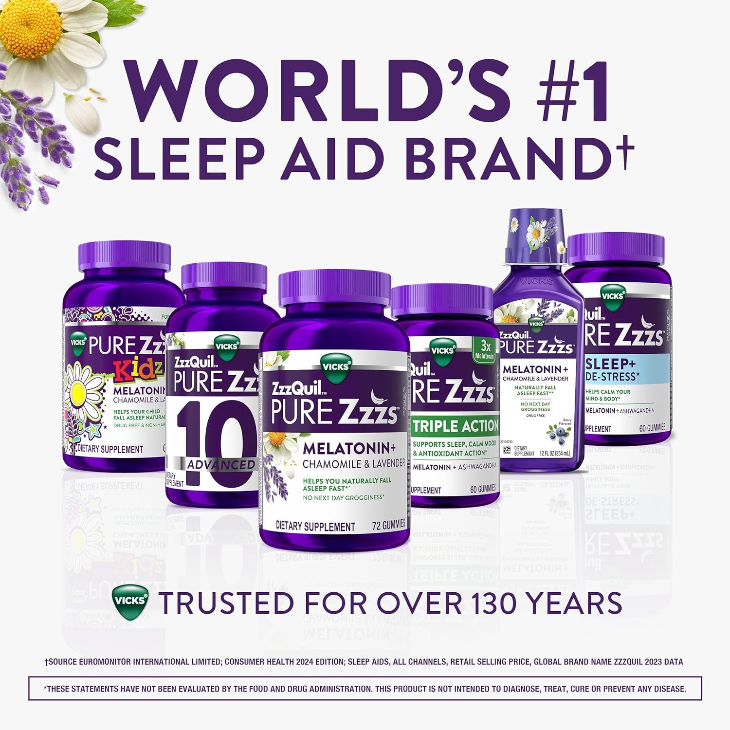 Zzzquil PURE Zzzs Triple Action, Melatonin Gummies, Melatonin 6Mg, 3X Melatonin, Sleep Aid with Ashwagandha, Calm Mood, Antioxidant Action, Sleep Aids for Adults, 60 Sleep Gummies