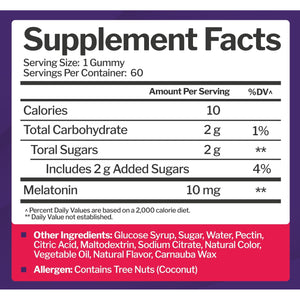 Melatonin 10Mg Gummies with 10Mg of Melatonin per Gummy (60 Servings) - Maximum Strength Sleep Support for Adults - Gluten-Free, Non-Gmo, Vegetarian, Great Tasting Mixed Berry Flavor - 60 Servings