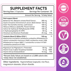 Grevol GLP1 Support Supplement for Women : Berberine Supplement with Ceylon Cinnamon & Akkermansia for Weight Management - Appetite Suppressant & Metabolism Support – 60 Capsules