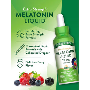 Nature'S Truth Melatonin Liquid | 10 Mg | 2 Fl Oz Maximum Strength for Adults | Berry Flavor | Vegan, Non-Gmo & Gluten Free Supplement