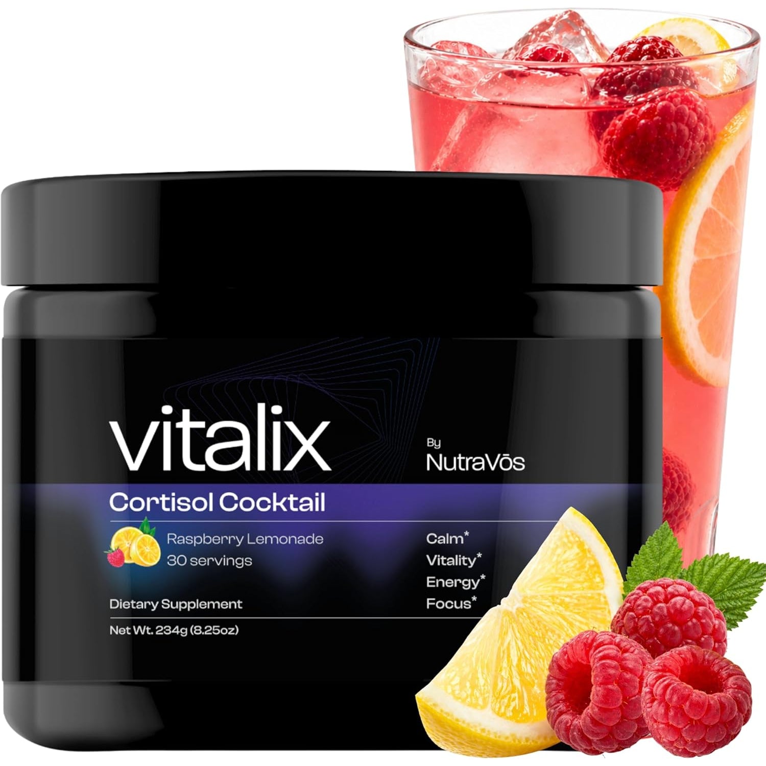 Cortisol Reducer for Women & Men | Cortisol Drink Mix with Ashwagandha KSM 66, Magnesium Glycinate, L Theanine + More | Cortisol Detox for Stress & Sleep Support | Raspberry Lemonade | 30 Servings