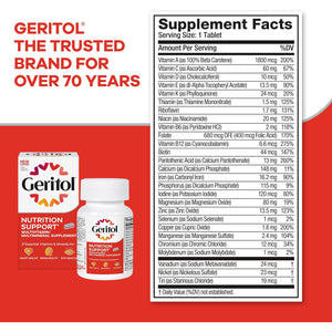 Geritol Multivitamin Supplement, Contains B-Vitamins, Antioxidants, Vitamins C, E & D and Iron, 27 Essential Vitamins and Minerals, Gluten-Free, Non-Gmo, No Artificial Sweeteners, 40 Tablets