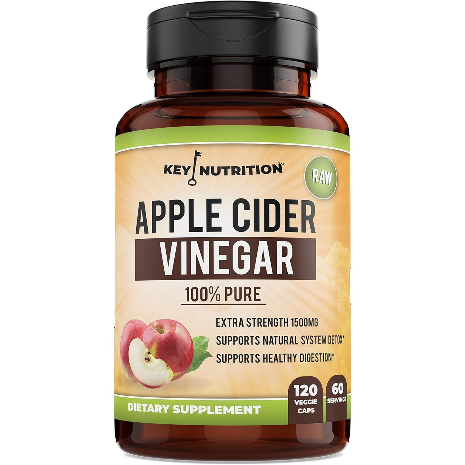 Apple Cider Vinegar 1500Mg, 100% Organic, Pure & Raw - Healthy Digestion & Detox Support - 60 Day Supply