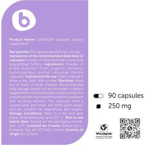 Organic Lavender Capsules - Lavender Pills for Relaxation and Balance - Supports Calm Mind and Body - Natural Supplement - Non-Gmo, Gluten-Free – 90 Vegan Capsules