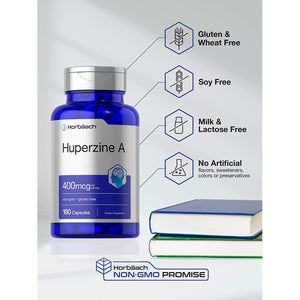 Horbäach Huperzine a 400Mcg | 180 Capsules | Non-Gmo, Gluten Free Supplement