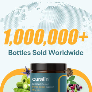 Curalin Blood Sugar Complex: 9 Herb Blend Cinnamon Bitter Melon Gymnema for Glucose Metabolism & Energy Support – Busy Workers & Senior Adults – Stress Lifestyle & Healthy Aging – 2 Trials, 180 Caps
