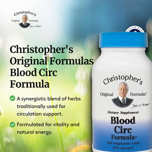 Christopher'S Original Formulas Blood Circ Formula Capsules, Herbal Supplement for Cardiovascular & Circulatory Wellness, 100 Capsules