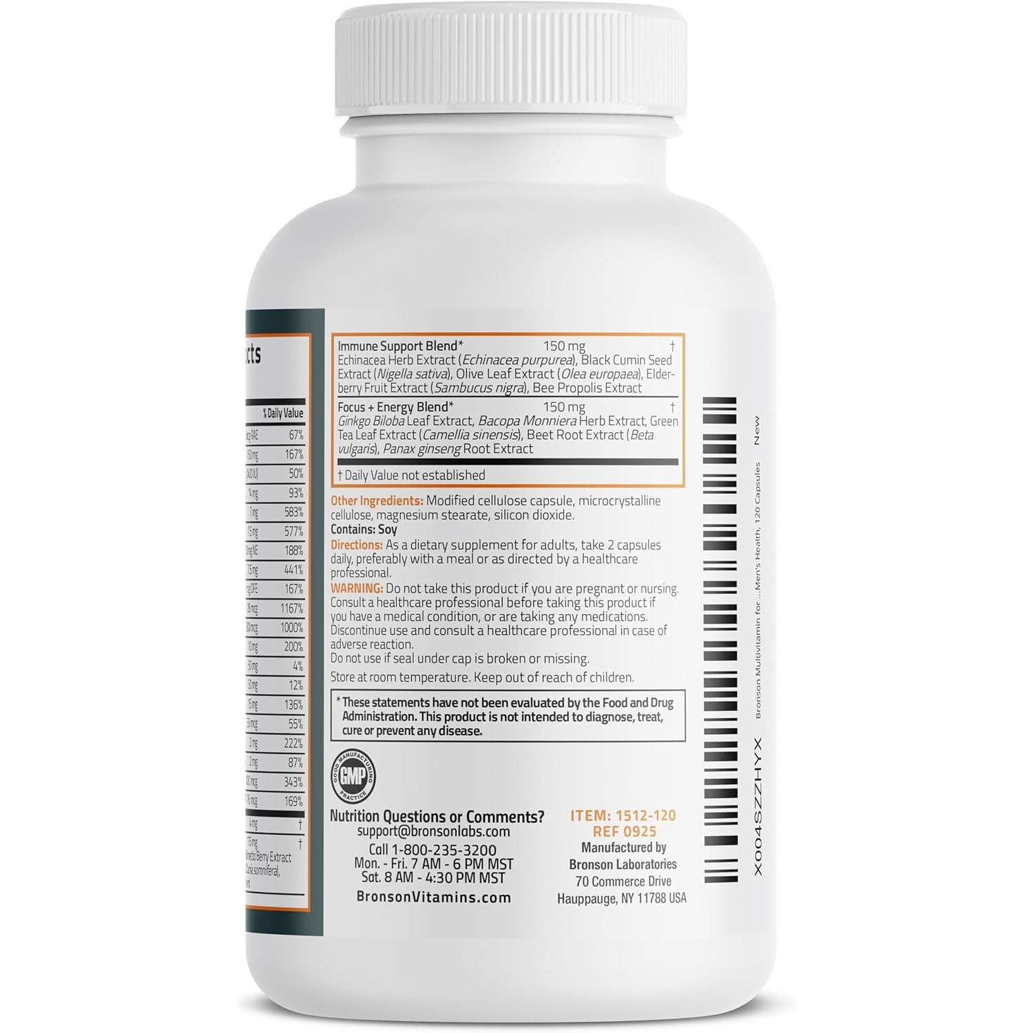 Bronson Multivitamin for Men All-In-One Daily Coverage Formula Key Vitamins, Minerals & Herbs to Support Men'S Health, 120 Capsules