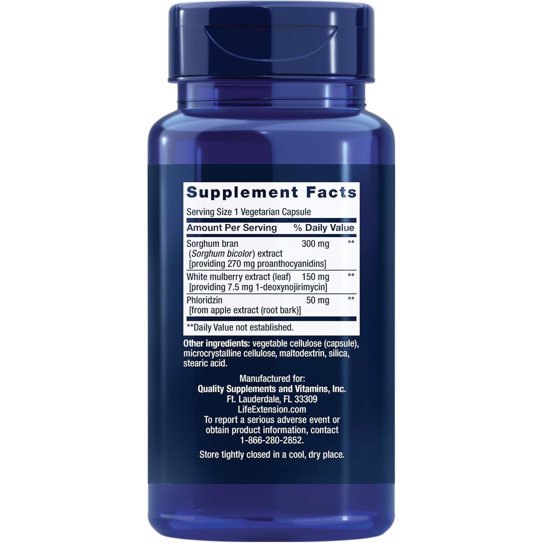 Life Extension Tri Sugar Shield®, Sorghum Bran, White Mulberry, Phloridzin Apple Polyphenol, Three Botanical Extracts Promote Healthy Glucose Metabolism, Gluten-Free, Non-Gmo, Vegetarian, 60 Capsules