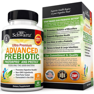 Advanced Prebiotics for Digestive Health - Fast Acting Gut Health Supplement with Clinically Validated Prebiotics for Women & Men for Healthy Gut Flora Bloating & Immune Support - 1 Month Supply
