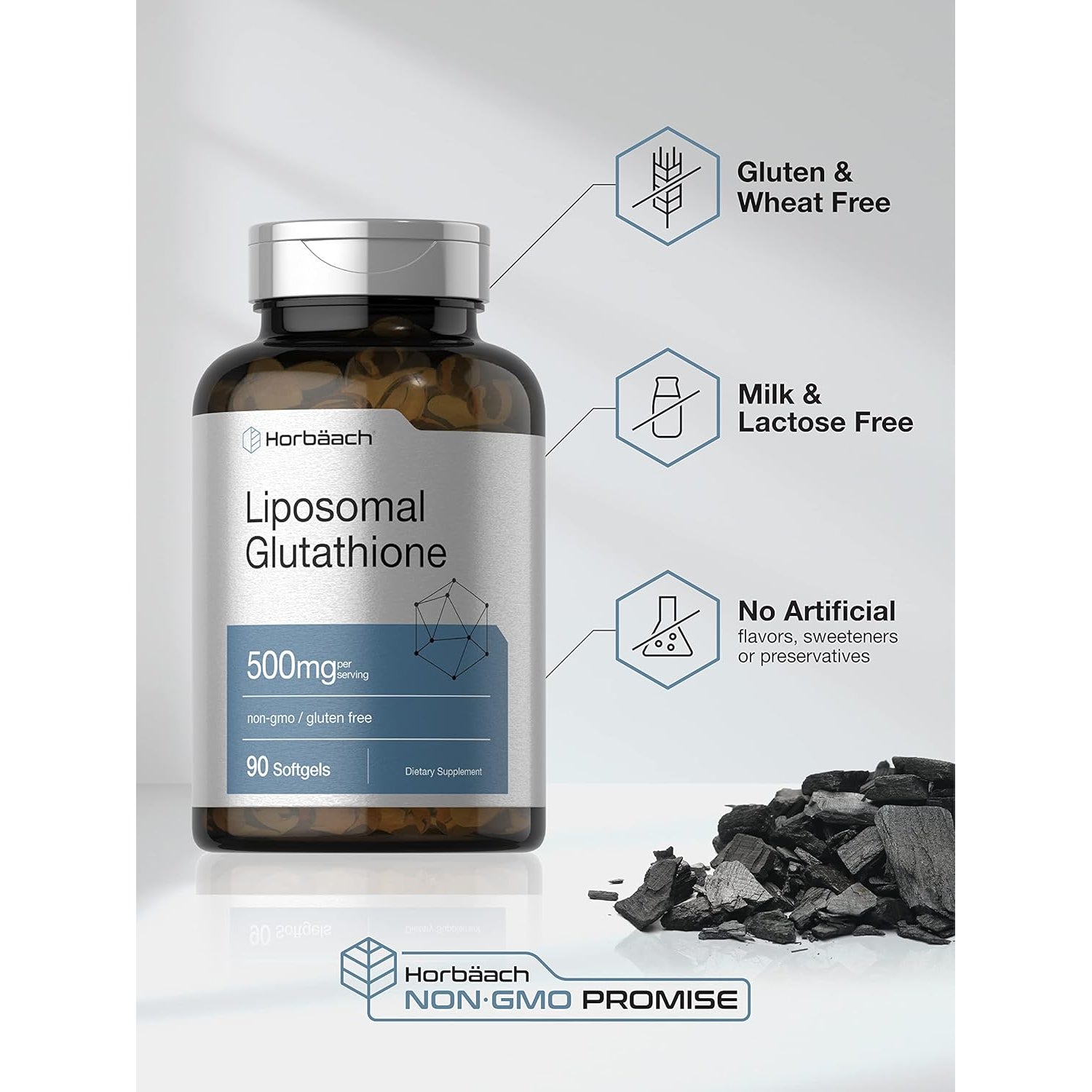 Horbäach Liposomal Glutathione 500Mg | 90 Softgels | Reduced Form | Non-Gmo & Gluten Free Supplement