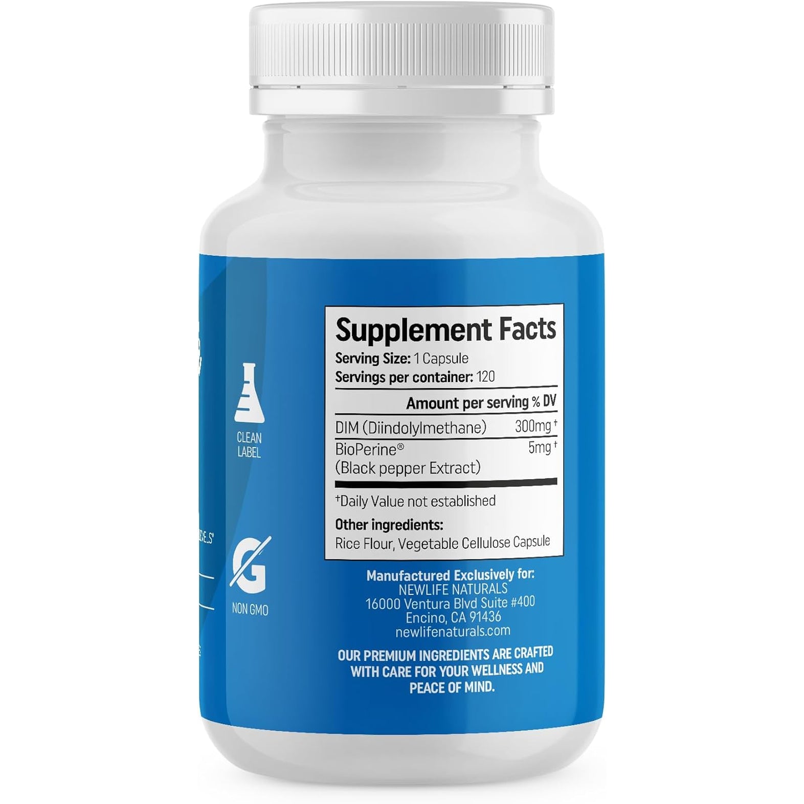 Newlife Naturals DIM Supplement 300Mg, Women & Men - Hormonal Acne and Balance, Estrogen, Menopause Support - 120 Day Supply