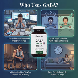 PRISTINE'S GABA 500Mg Sleep Quality Support Supplement - 180 Day Supply - Calm Mind & Relaxation Sleep Support Capsules Glass Bottle