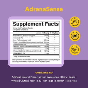 Womensense Adrenasense by Natural Factors, Adrenasense, Herbal Supplement for Adrenal Support and Stress Relief, Vegan, Non-Gmo, 120 Capsules