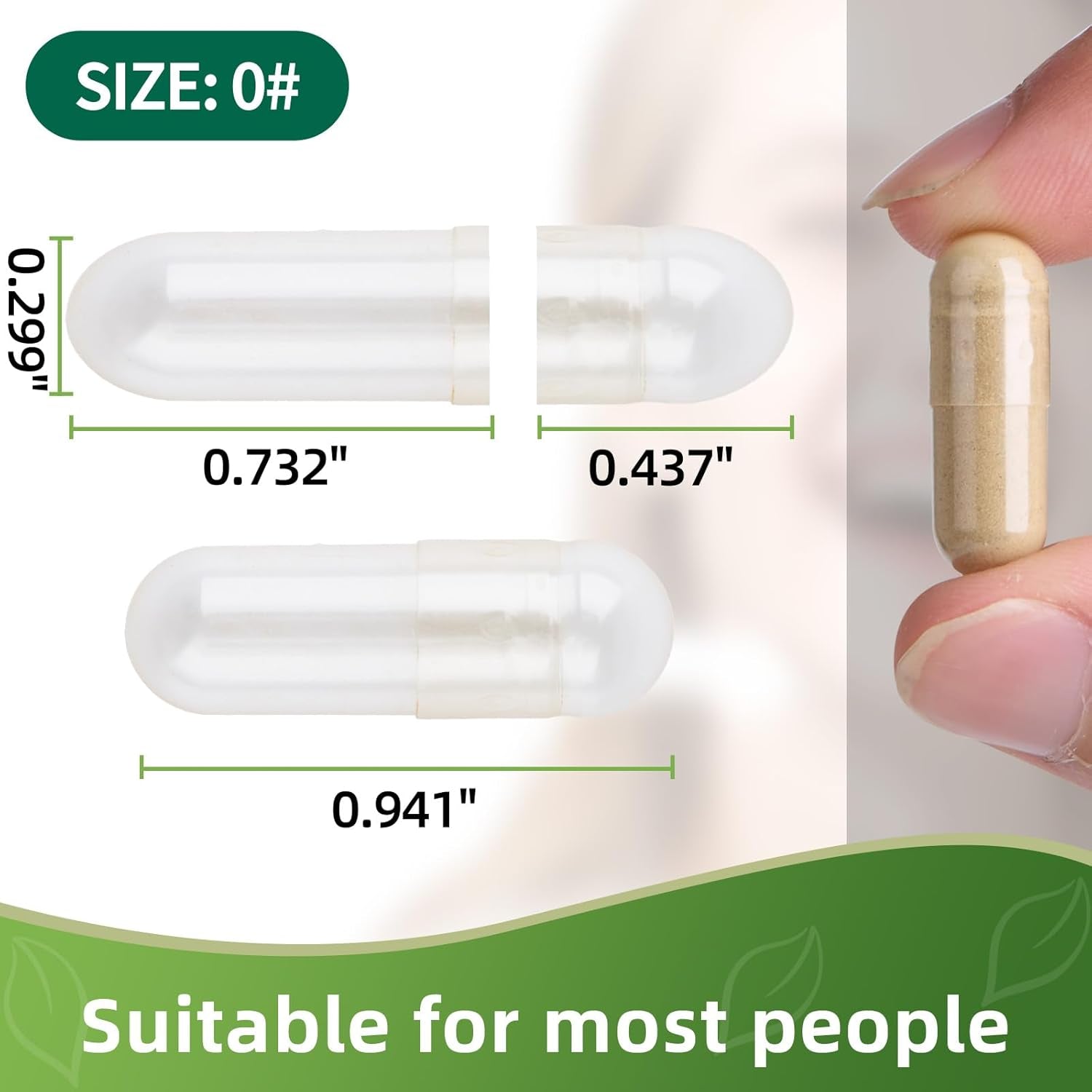 Size 0 Gelatin Empty Capsules - 100 Count Clear Empty Pill Capsules, Fillable Empty Gel Capsule for Homemade Vitamins & Powders, Easy for DIY Supplements