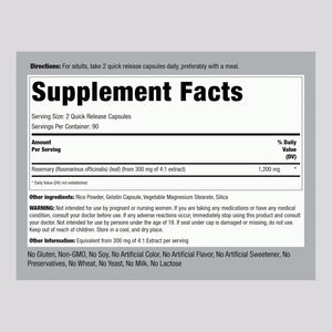 Piping Rock Rosemary Leaves | 180 Capsules | Herb Leaf Extract Supplement | Non-Gmo, Gluten Free