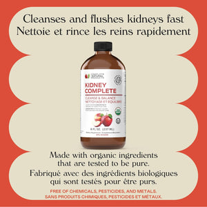 Complete Natural Products Kidney Complete - 8Oz Organic Liquid for Kidney Support, Cleanse, and Detox with Apple Cider Vinegar, Lemon, & Organic Chanca Piedra.